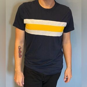 Old Navy Blue and Yellow Striped Short Sleeve Tee